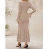 image:imageZESICA Womens Long Sleeve Floral Lace Cocktail Wedding Guest Maxi DressesKhaki