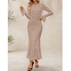 image:imageZESICA Womens Long Sleeve Floral Lace Cocktail Wedding Guest Maxi DressesKhaki