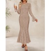 image:imageZESICA Womens Long Sleeve Floral Lace Cocktail Wedding Guest Maxi DressesKhaki