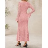 image:imageZESICA Womens Long Sleeve Floral Lace Cocktail Wedding Guest Maxi DressesPink