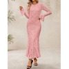 image:imageZESICA Womens Long Sleeve Floral Lace Cocktail Wedding Guest Maxi DressesPink
