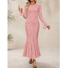 image:imageZESICA Womens Long Sleeve Floral Lace Cocktail Wedding Guest Maxi DressesPink