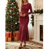 image:imageZESICA Womens Long Sleeve Floral Lace Cocktail Wedding Guest Maxi DressesRed