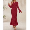 image:imageZESICA Womens Long Sleeve Floral Lace Cocktail Wedding Guest Maxi DressesRed
