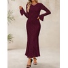 image:imageZESICA Womens Long Sleeve Floral Lace Cocktail Wedding Guest Maxi DressesWine