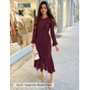 image:imageZESICA Womens Long Sleeve Floral Lace Cocktail Wedding Guest Maxi DressesWine