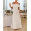 image:imageZESICA Womens Off Shoulder A Line Wedding Guest Maxi DressApricot