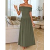 image:imageZESICA Womens Off Shoulder A Line Wedding Guest Maxi DressArmy Green