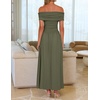 image:imageZESICA Womens Off Shoulder A Line Wedding Guest Maxi DressArmy Green