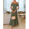image:imageZESICA Womens Off Shoulder A Line Wedding Guest Maxi DressArmy Green