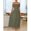 image:imageZESICA Womens Off Shoulder A Line Wedding Guest Maxi DressArmy Green