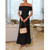 image:imageZESICA Womens Off Shoulder A Line Wedding Guest Maxi DressBlack