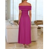 image:imageZESICA Womens Off Shoulder A Line Wedding Guest Maxi DressDragon Fruit