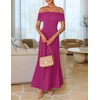 image:imageZESICA Womens Off Shoulder A Line Wedding Guest Maxi DressDragon Fruit