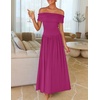 image:imageZESICA Womens Off Shoulder A Line Wedding Guest Maxi DressDragon Fruit