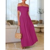 image:imageZESICA Womens Off Shoulder A Line Wedding Guest Maxi DressDragon Fruit