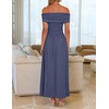 image:imageZESICA Womens Off Shoulder A Line Wedding Guest Maxi DressDusty Blue