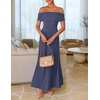 image:imageZESICA Womens Off Shoulder A Line Wedding Guest Maxi DressDusty Blue
