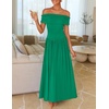image:imageZESICA Womens Off Shoulder A Line Wedding Guest Maxi DressGreen