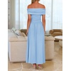 image:imageZESICA Womens Off Shoulder A Line Wedding Guest Maxi DressLight Blue