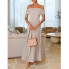 image:imageZESICA Womens Off Shoulder A Line Wedding Guest Maxi DressLight Khaki