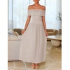 image:imageZESICA Womens Off Shoulder A Line Wedding Guest Maxi DressLight Khaki