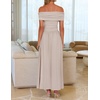 image:imageZESICA Womens Off Shoulder A Line Wedding Guest Maxi DressLight Khaki