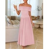 image:imageZESICA Womens Off Shoulder A Line Wedding Guest Maxi DressPink