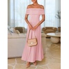 image:imageZESICA Womens Off Shoulder A Line Wedding Guest Maxi DressPink