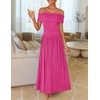 image:imageZESICA Womens Off Shoulder A Line Wedding Guest Maxi DressRose