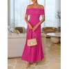 image:imageZESICA Womens Off Shoulder A Line Wedding Guest Maxi DressRose