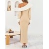 image:imageZESICA Womens Off Shoulder Faux Fur Bodycon Sweater Maxi DressApricot