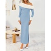 image:imageZESICA Womens Off Shoulder Faux Fur Bodycon Sweater Maxi DressBlue