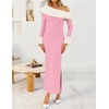 image:imageZESICA Womens Off Shoulder Faux Fur Bodycon Sweater Maxi DressPink