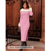 image:imageZESICA Womens Off Shoulder Faux Fur Bodycon Sweater Maxi DressPink