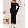 image:imageZESICA Womens Off The Shoulder Fall Sweater DressBlack