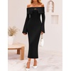 image:imageZESICA Womens Off The Shoulder Fall Sweater DressBlack