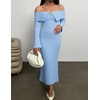 image:imageZESICA Womens Off The Shoulder Fall Sweater DressBlue