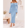 image:imageZESICA Womens Off The Shoulder Fall Sweater DressBlue