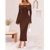 image:imageZESICA Womens Off The Shoulder Fall Sweater DressCaramel