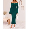 image:imageZESICA Womens Off The Shoulder Fall Sweater DressDarkgreen