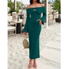 image:imageZESICA Womens Off The Shoulder Fall Sweater DressDarkgreen
