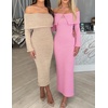 image:imageZESICA Womens Off The Shoulder Fall Sweater DressPink