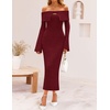image:imageZESICA Womens Off The Shoulder Fall Sweater DressWine