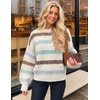 image:imageZESICA Womens Striped Fall Winter Sweaters Oversize Cozy Casual Work OutfitBeige