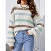 image:imageZESICA Womens Striped Fall Winter Sweaters Oversize Cozy Casual Work OutfitBeige