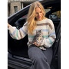 image:imageZESICA Womens Striped Fall Winter Sweaters Oversize Cozy Casual Work OutfitBeige