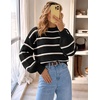 image:imageZESICA Womens Striped Fall Winter Sweaters Oversize Cozy Casual Work OutfitBlack