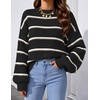 image:imageZESICA Womens Striped Fall Winter Sweaters Oversize Cozy Casual Work OutfitBlack