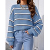 image:imageZESICA Womens Striped Fall Winter Sweaters Oversize Cozy Casual Work OutfitBlue
